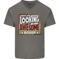 You're Looking at an Awesome Boxer Boxing Mens V-Neck Cotton T-Shirt Charcoal