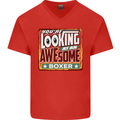 You're Looking at an Awesome Boxer Boxing Mens V-Neck Cotton T-Shirt Red