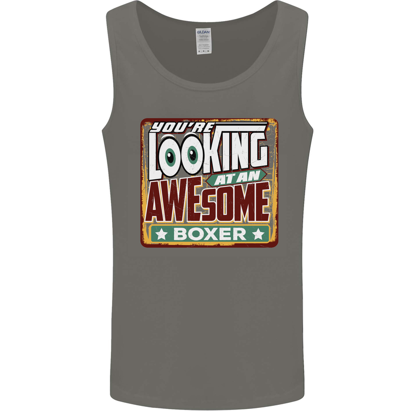 You're Looking at an Awesome Boxer Boxing Mens Vest Tank Top Charcoal