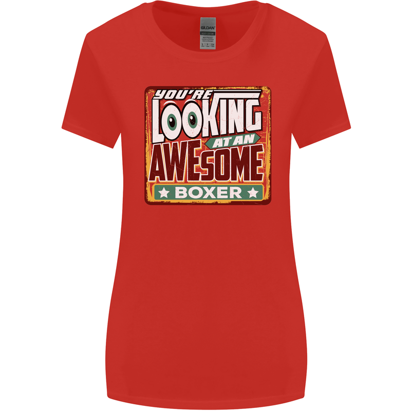 You're Looking at an Awesome Boxer Boxing Womens Wider Cut T-Shirt Red
