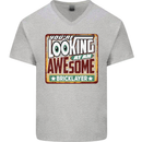 You're Looking at an Awesome Bricklayer Mens V-Neck Cotton T-Shirt Sports Grey