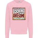 You're Looking at an Awesome Builder Mens Sweatshirt Jumper Light Pink