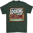 You're Looking at an Awesome Cashier Mens T-Shirt Cotton Gildan Forest Green