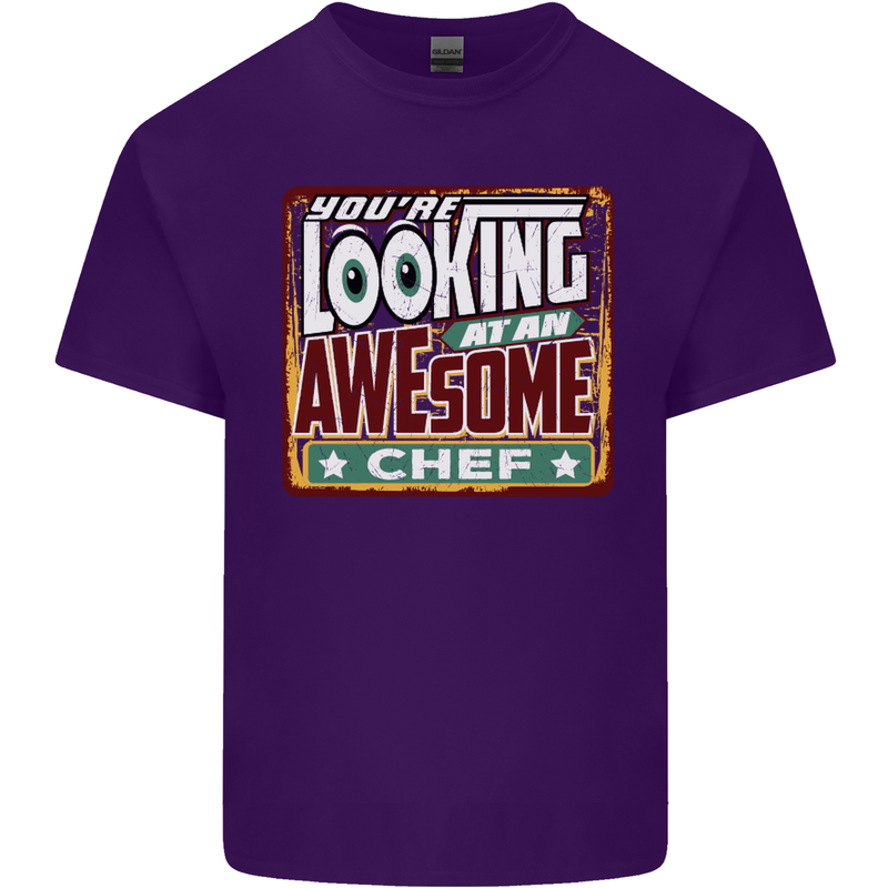 You're Looking at an Awesome Chef Mens Cotton T-Shirt Tee Top Purple