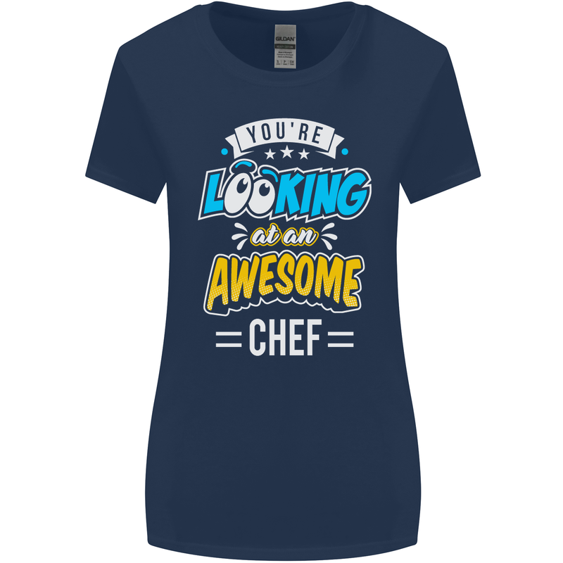 You're Looking at an Awesome Chef Womens Wider Cut T-Shirt Navy Blue