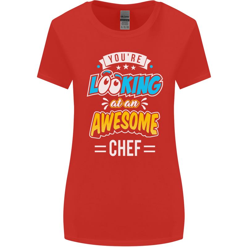 You're Looking at an Awesome Chef Womens Wider Cut T-Shirt Red