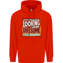 You're Looking at an Awesome Civil Engineer Mens 80% Cotton Hoodie Bright Red