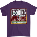 You're Looking at an Awesome Civil Engineer Mens T-Shirt Cotton Gildan Purple