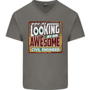 You're Looking at an Awesome Civil Engineer Mens V-Neck Cotton T-Shirt Charcoal