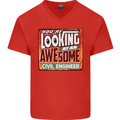 You're Looking at an Awesome Civil Engineer Mens V-Neck Cotton T-Shirt Red