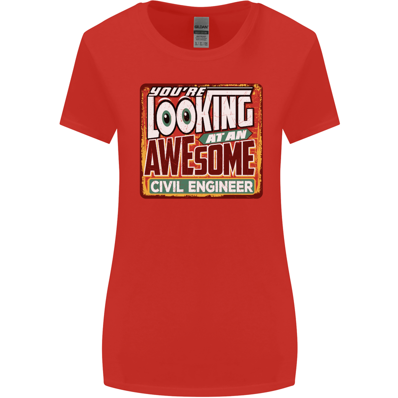 You're Looking at an Awesome Civil Engineer Womens Wider Cut T-Shirt Red
