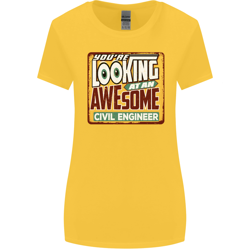 You're Looking at an Awesome Civil Engineer Womens Wider Cut T-Shirt Yellow