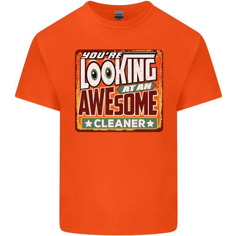You're Looking at an Awesome Cleaner Mens Cotton T-Shirt Tee Top Orange