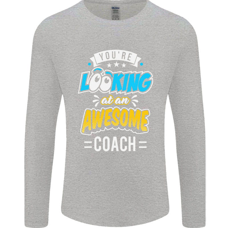 You're Looking at an Awesome Coach Mens Long Sleeve T-Shirt Sports Grey