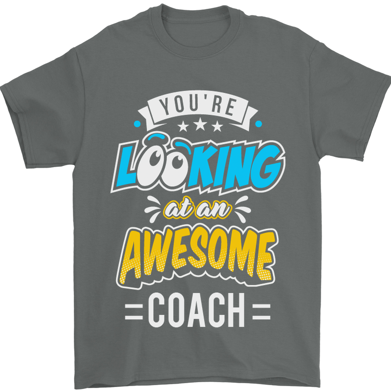 You're Looking at an Awesome Coach Mens T-Shirt Cotton Gildan Charcoal