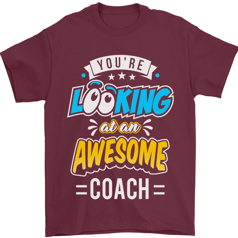 You're Looking at an Awesome Coach Mens T-Shirt Cotton Gildan Maroon