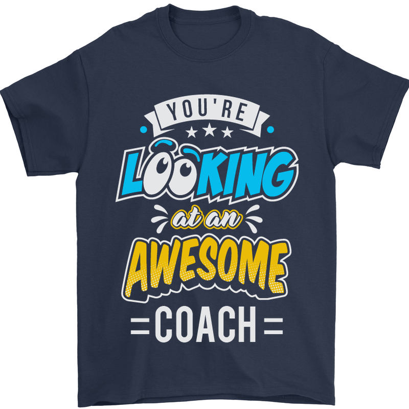 You're Looking at an Awesome Coach Mens T-Shirt Cotton Gildan Navy Blue