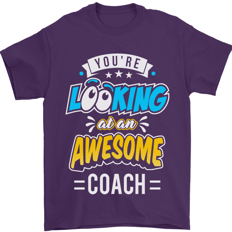 You're Looking at an Awesome Coach Mens T-Shirt Cotton Gildan Purple
