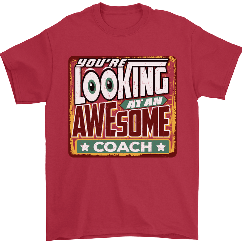 You're Looking at an Awesome Coach Mens T-Shirt Cotton Gildan Red