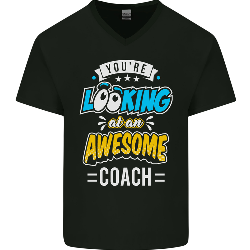 You're Looking at an Awesome Coach Mens V-Neck Cotton T-Shirt Black
