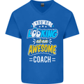You're Looking at an Awesome Coach Mens V-Neck Cotton T-Shirt Royal Blue