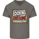 You're Looking at an Awesome Counsellor Mens V-Neck Cotton T-Shirt Charcoal