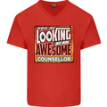 You're Looking at an Awesome Counsellor Mens V-Neck Cotton T-Shirt Red