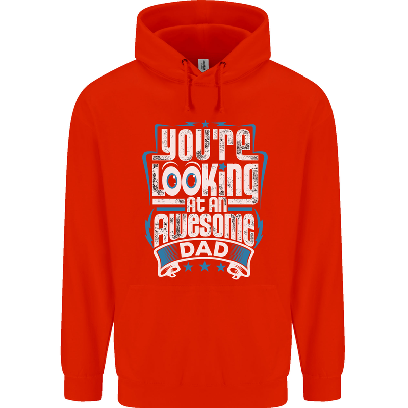 You're Looking at an Awesome Dad Mens 80% Cotton Hoodie Bright Red