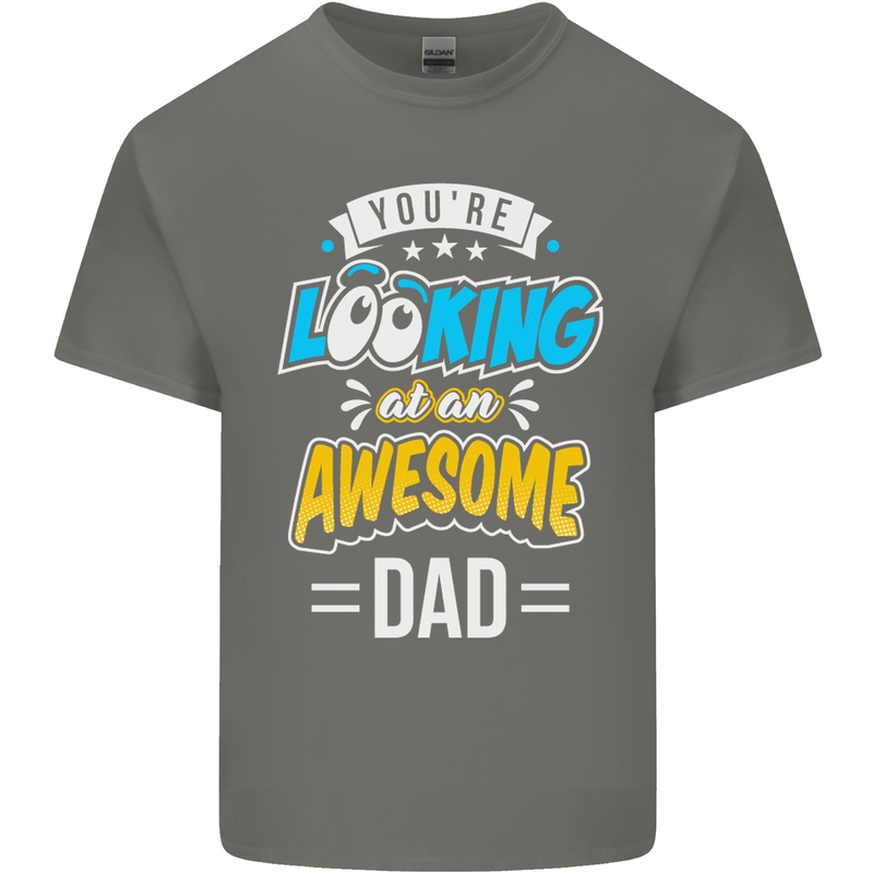 You're Looking at an Awesome Dad Mens Cotton T-Shirt Tee Top Charcoal