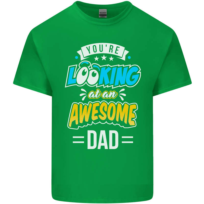 You're Looking at an Awesome Dad Mens Cotton T-Shirt Tee Top Irish Green