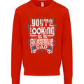 You're Looking at an Awesome Dad Mens Sweatshirt Jumper Bright Red