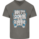 You're Looking at an Awesome Dad Mens V-Neck Cotton T-Shirt Charcoal