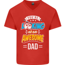 You're Looking at an Awesome Dad Mens V-Neck Cotton T-Shirt Red