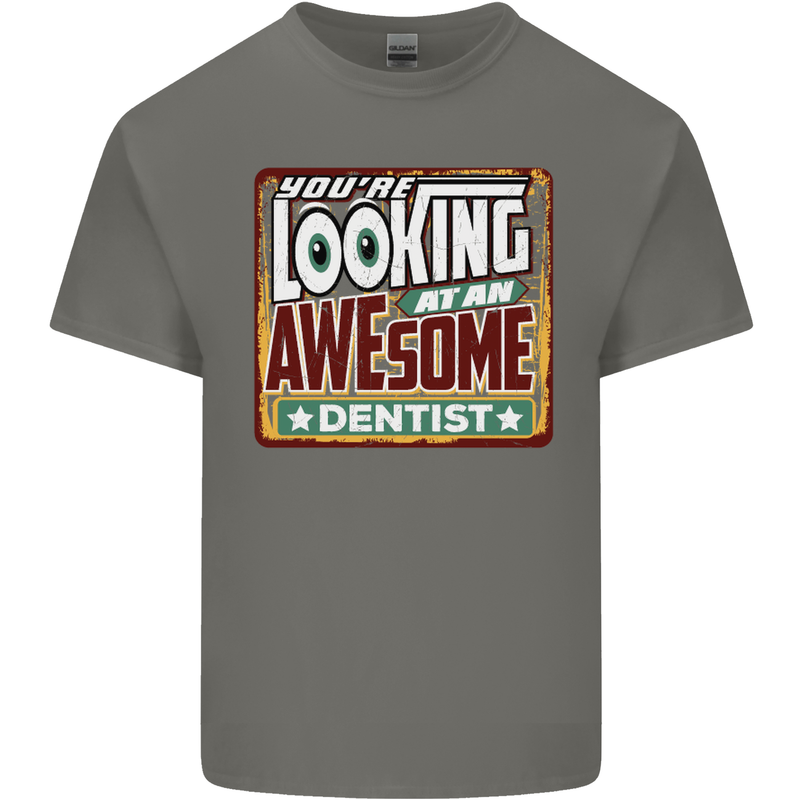 You're Looking at an Awesome Dentist Mens Cotton T-Shirt Tee Top Charcoal