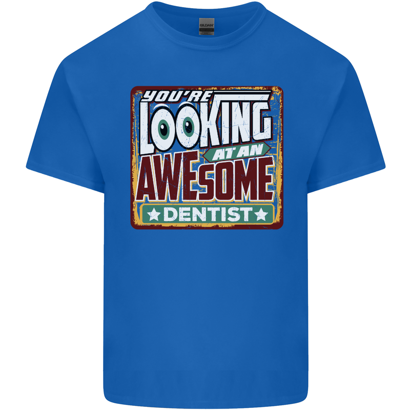 You're Looking at an Awesome Dentist Mens Cotton T-Shirt Tee Top Royal Blue