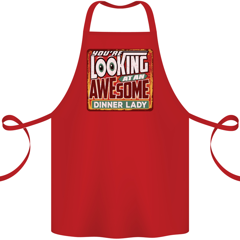 You're Looking at an Awesome Dinner Lady Cotton Apron 100% Organic Red