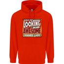 You're Looking at an Awesome Dinner Lady Mens 80% Cotton Hoodie Bright Red