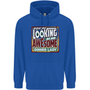 You're Looking at an Awesome Dinner Lady Mens 80% Cotton Hoodie Royal Blue
