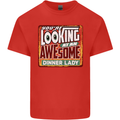 You're Looking at an Awesome Dinner Lady Mens Cotton T-Shirt Tee Top Red