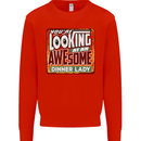You're Looking at an Awesome Dinner Lady Mens Sweatshirt Jumper Bright Red