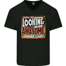 You're Looking at an Awesome Dinner Lady Mens V-Neck Cotton T-Shirt Black