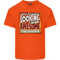 You're Looking at an Awesome Drummer Mens Cotton T-Shirt Tee Top Orange
