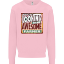 You're Looking at an Awesome Farmer Kids Sweatshirt Jumper Light Pink