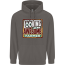 You're Looking at an Awesome Farmer Mens 80% Cotton Hoodie Charcoal