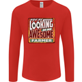 You're Looking at an Awesome Farmer Mens Long Sleeve T-Shirt Red