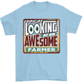 You're Looking at an Awesome Farmer Mens T-Shirt Cotton Gildan Light Blue