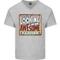 You're Looking at an Awesome Farmer Mens V-Neck Cotton T-Shirt Sports Grey