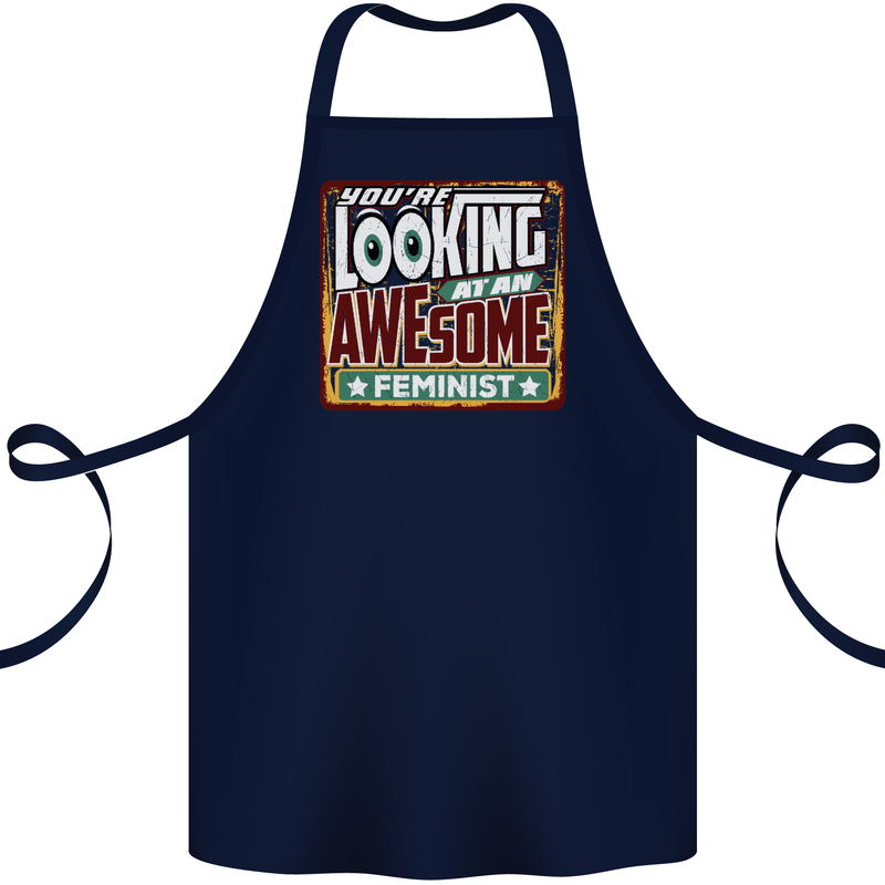 You're Looking at an Awesome Feminist Cotton Apron 100% Organic Navy Blue