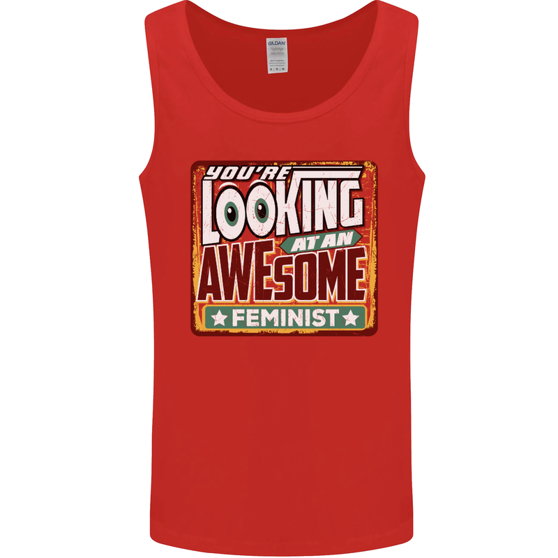 You're Looking at an Awesome Feminist Mens Vest Tank Top Red