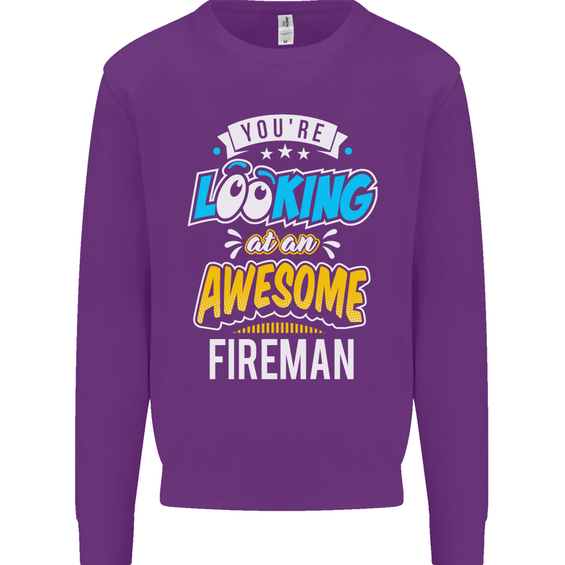 You're Looking at an Awesome Fireman Mens Sweatshirt Jumper Purple